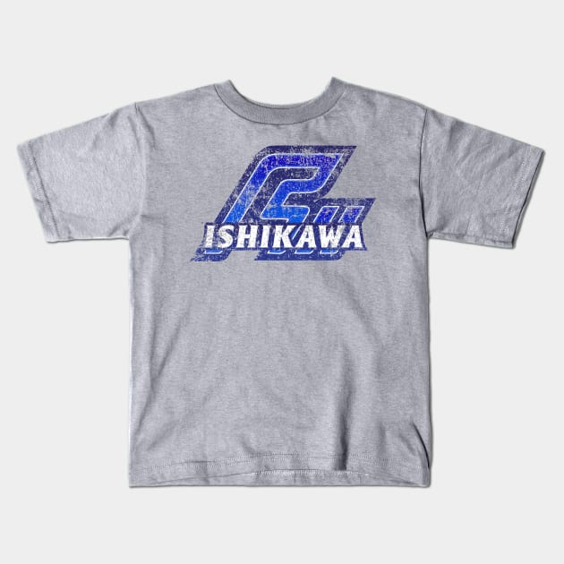 Ishikawa Prefecture Japanese Symbol Distressed Kids T-Shirt by PsychicCat